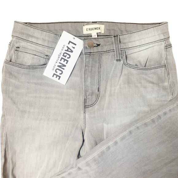 NEW L'AGENCE Straight Jeans 25 Gray Contrast Hem Ankle - Picture 3 of 8